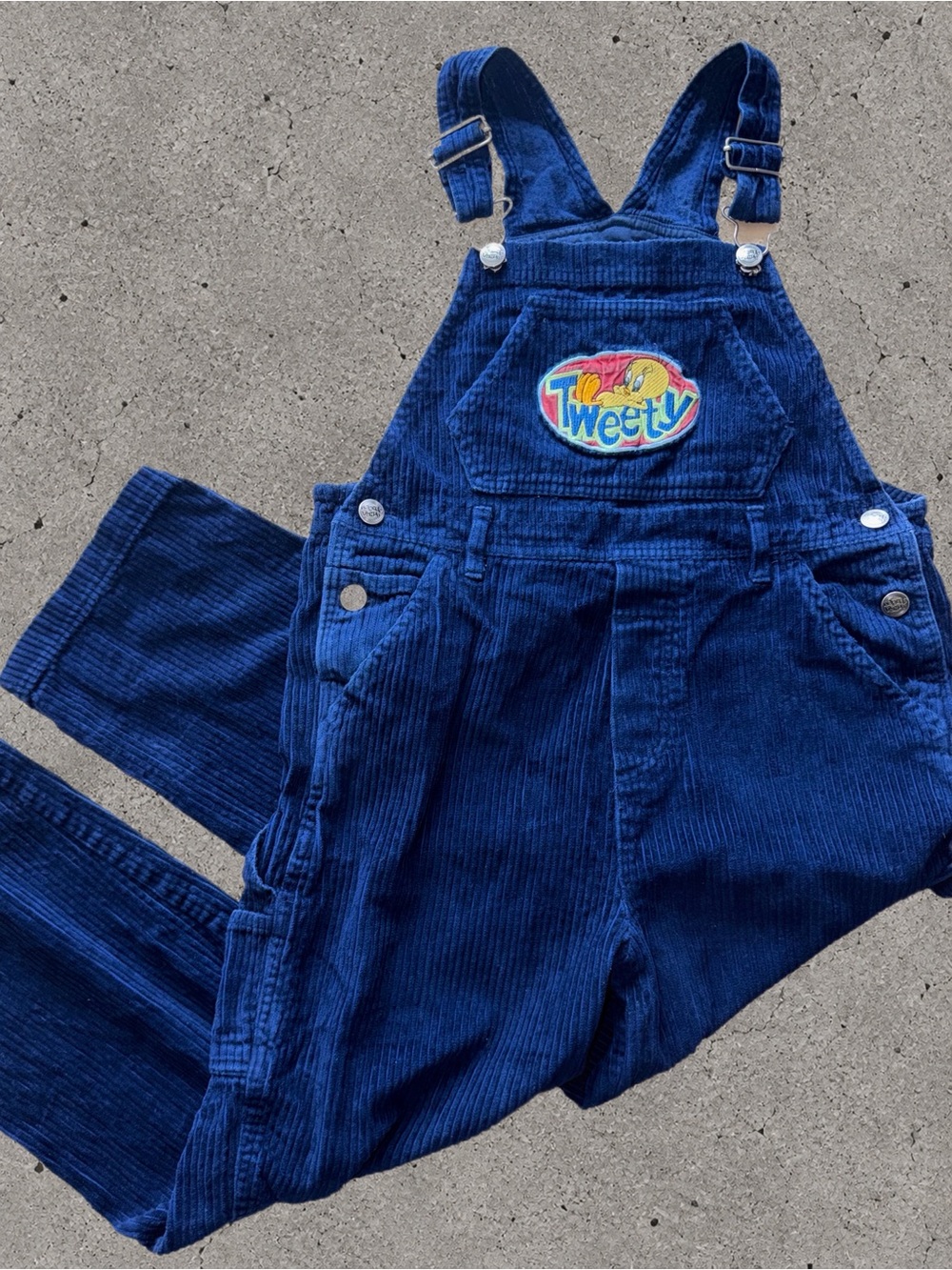 Vintage 90s Y2K Tweety Bird Corduroy Overalls Girls Size 12 | Looney Tunes